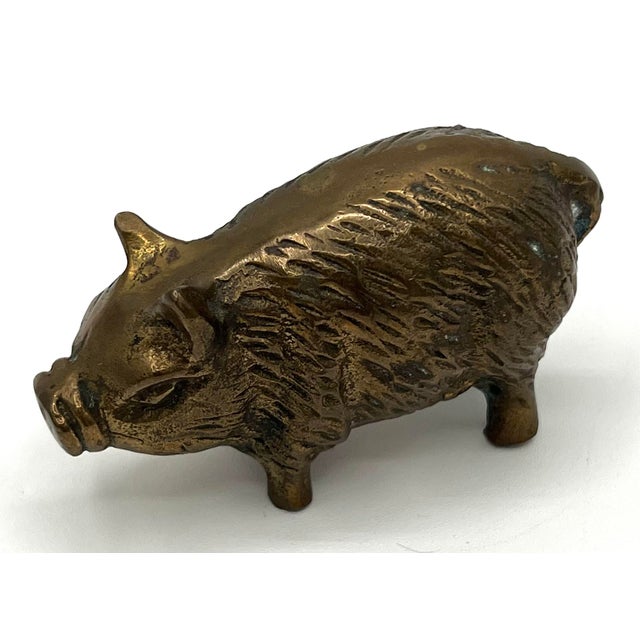 Folk Art Vintage Brass Bells and Pig Figurines For Sale - Image 3 of 4