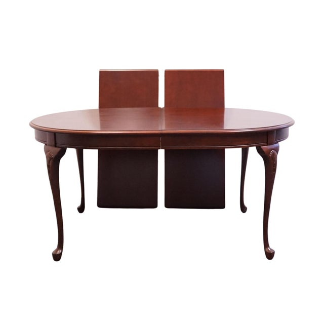 Bassett Furniture Solid Cherry Traditional Queen Anne Style 100" Oval Dining Table For Sale In Kansas City - Image 6 of 11