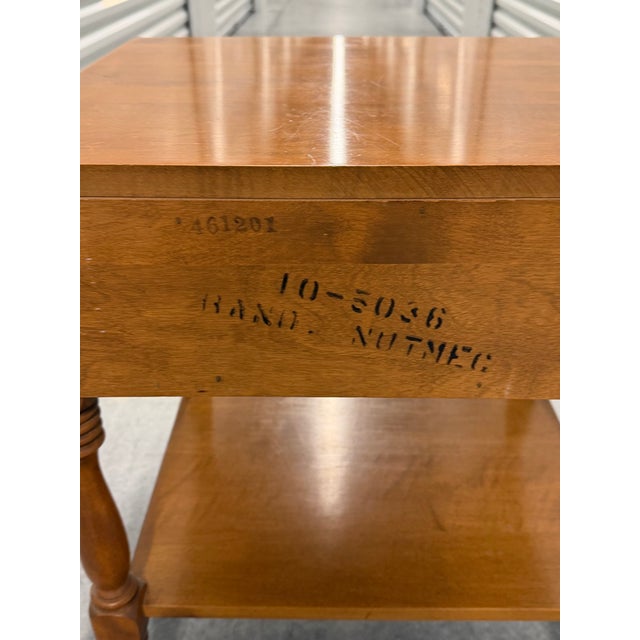 Ethan Allen Heirloom Nutmeg Maple Colonial Early American Nightstand For Sale - Image 9 of 11