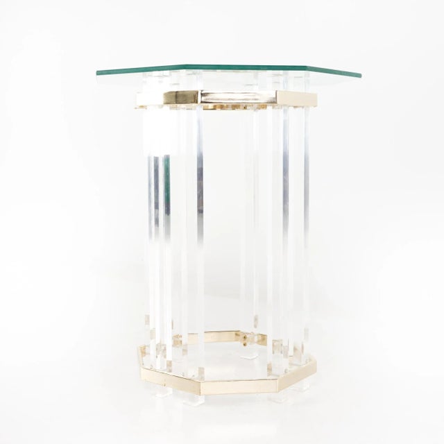 Mid 20th Century Charles Hollis Jones Lucite, Brass and Glass Side Table For Sale - Image 5 of 13