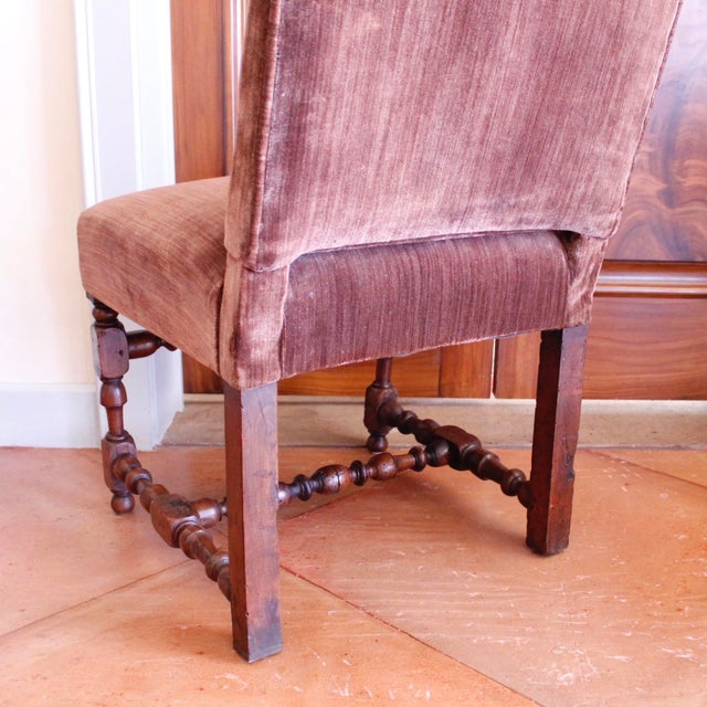Continental Baroque Walnut Stretcher Base Dining Chairs-Set of Six For Sale - Image 6 of 12