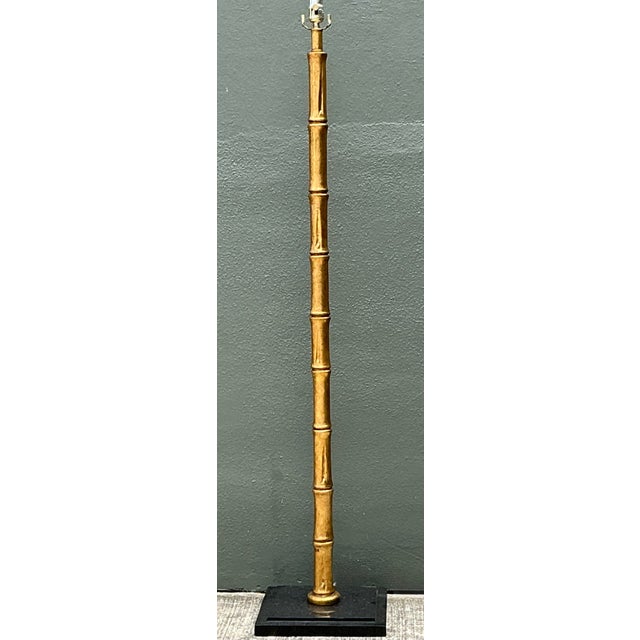 Wood Vintage Gilt Bamboo Floor Lamp For Sale - Image 7 of 12