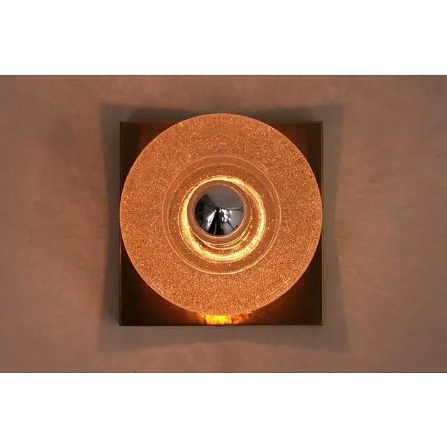Gold Vintage Space Cube Wall Lamp in Ice Glass from Peill & Putzler, 1960 For Sale - Image 8 of 12