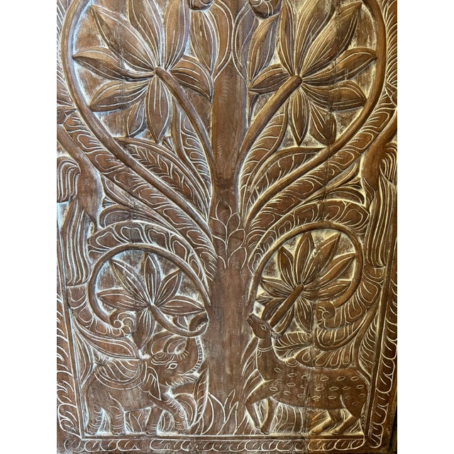 Mid-Century Modern Vintage Carved Tree of Life Wood Door Panel – Reclaimed Barn Door Wall Art, Rustic Bohemian Decor 84x36 For Sale - Image 3 of 5