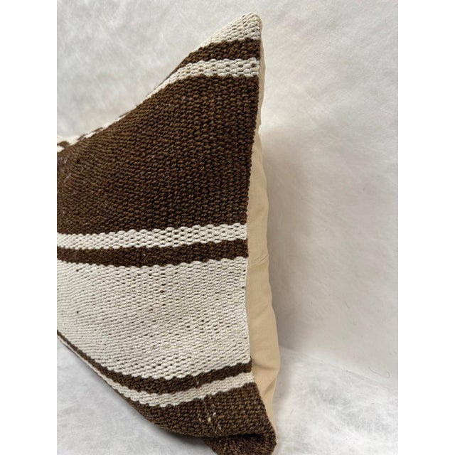 Contemporary Turkish Hemp Pillow Cushion Natural Beige Brown Pillow Cushion Cover 16" x 24" For Sale - Image 3 of 4