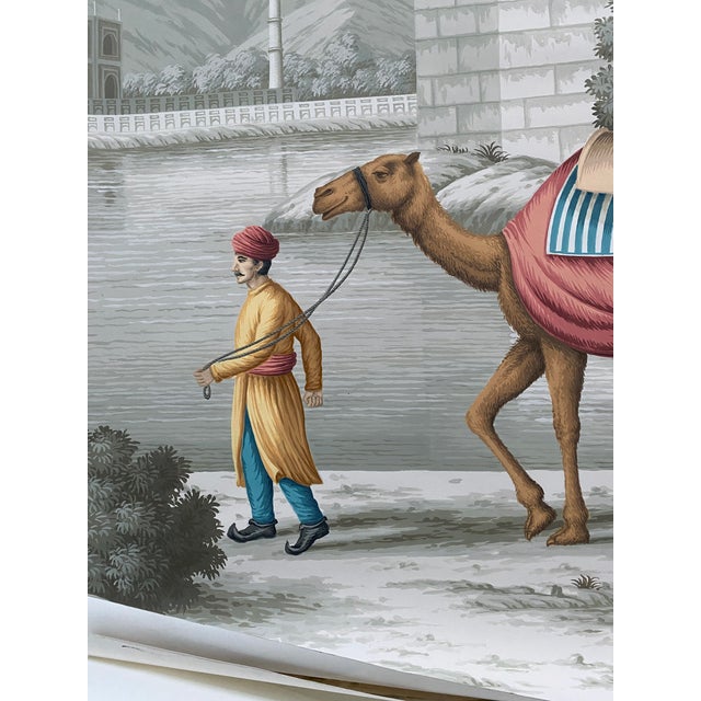 Early View of India Panoramic Hand Painted Wallpaper on Scenic Paper Murals For Sale - Image 11 of 12