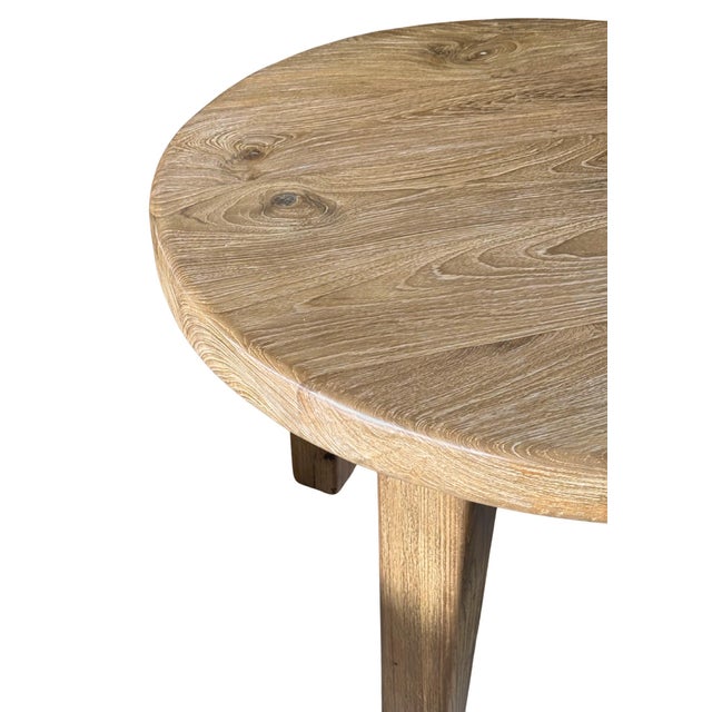 Contemporary Sculptural Solid Teak Wood Dining Table With Expressive Natural Grain For Sale - Image 3 of 7