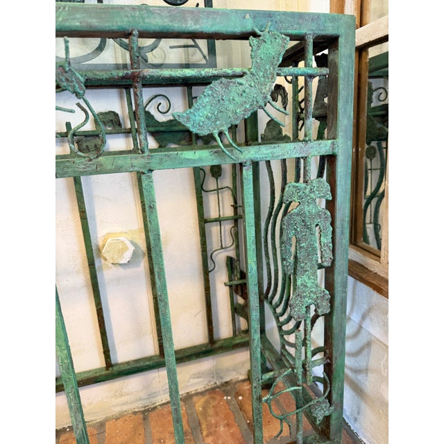 Contemporary Vintage Patinated Iron Top Glass Giacometti Style Console For Sale - Image 3 of 6