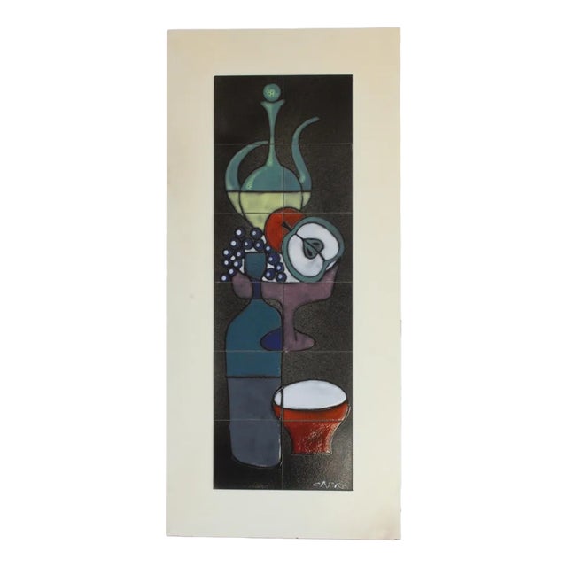 Abstract Still Life Ceramic Tile Tableau from Capra, Italy, 1960s For Sale