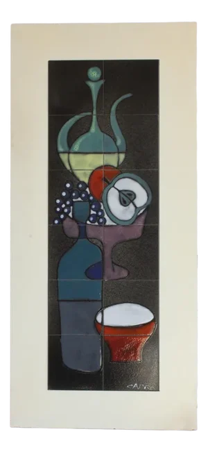Abstract Still Life Ceramic Tile Tableau from Capra, Italy, 1960s