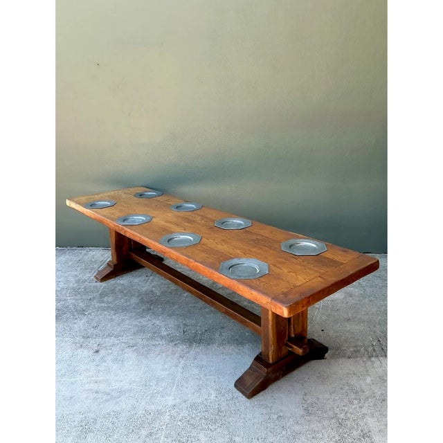 Auburn Vintage Monumental Metal Plate Refractory Monastery Table For Sale - Image 8 of 13