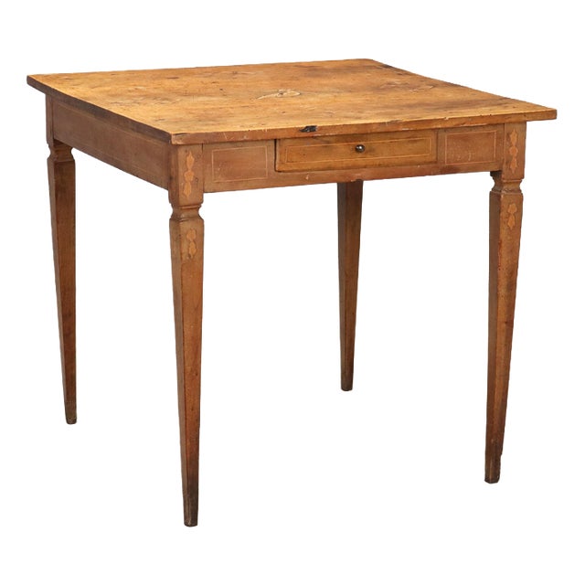 18th Century Neoclassical Walnut Table with Inlays, Italy For Sale