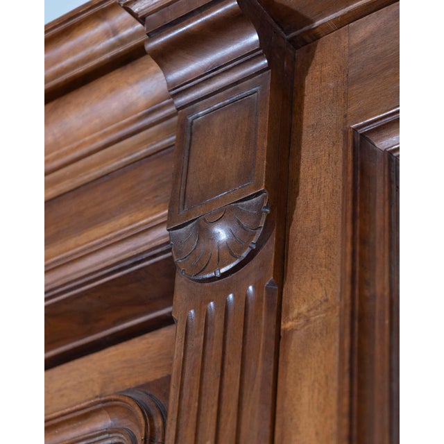 French Solid Walnut Bookcase with Carved Columns, Late 19th Century For Sale - Image 14 of 16