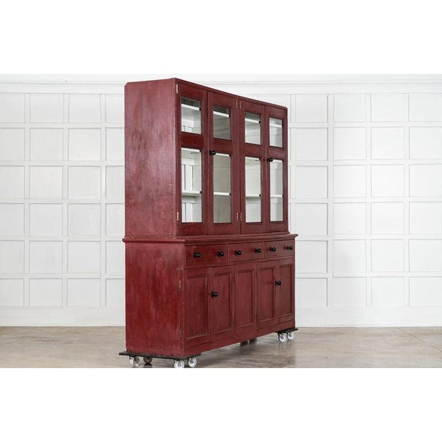 Large English Painted Glazed Pine Housekeeper's Cupboard, 1880 For Sale - Image 3 of 13