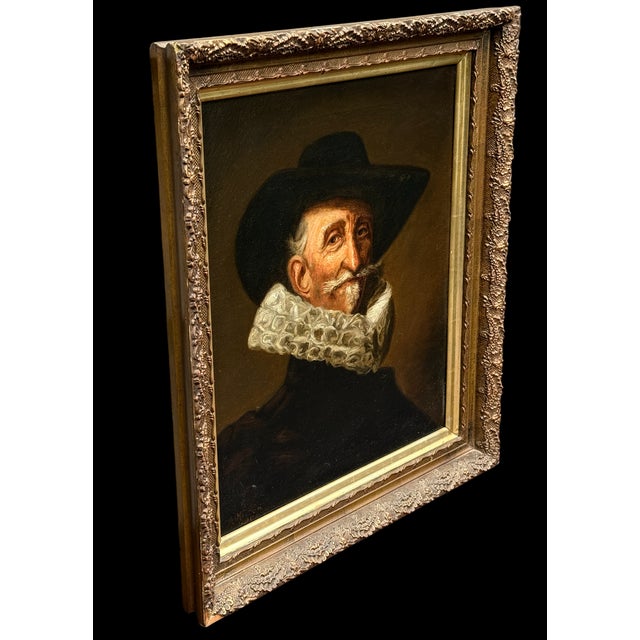 Antique Oil Painting After Frans Hals Portrait of Gentleman, Signed A. Hiller For Sale - Image 4 of 14