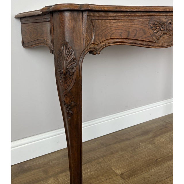 Wood Antique French Louis Oak Wall Mirror and Console Table, Set of 2 For Sale - Image 7 of 18