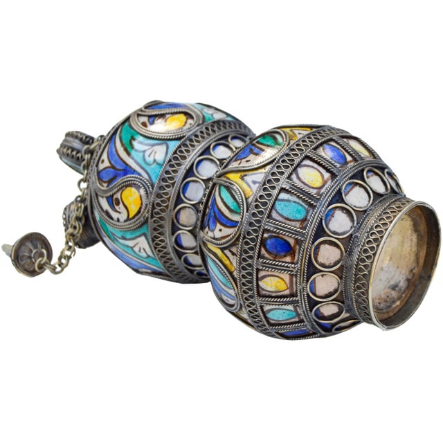 Blue Antique Andalusian Ceramic Silver-Inlaid Decorative Accent For Sale - Image 8 of 9