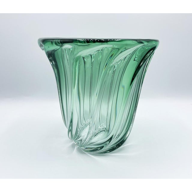 Green Crystal Vase by Val Saint Lambert, 1960s For Sale - Image 13 of 14