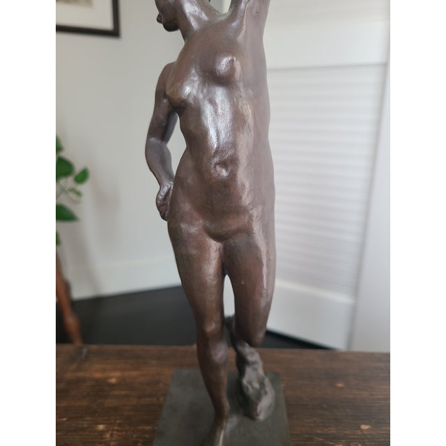 1920s Guss H. Noack Antique Art Deco Bronze Sculpture Dancing Nude Woman Figurine For Sale In Los Angeles - Image 6 of 18