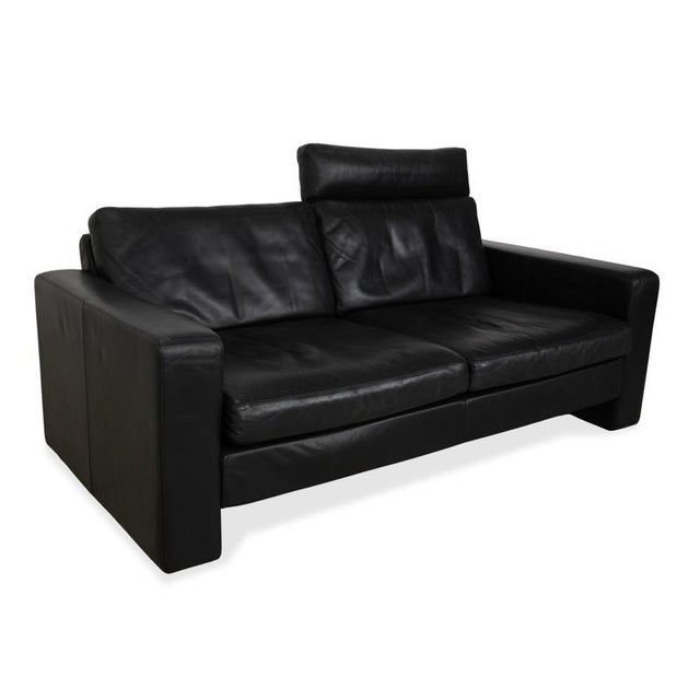Two-Seater Sofa in Black Leather with Headrest from Cor For Sale - Image 4 of 17