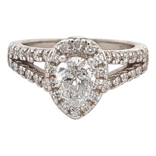 Pear Shape Diamond Engagement Ring 14k Gold 1.38 TCW Certified For Sale