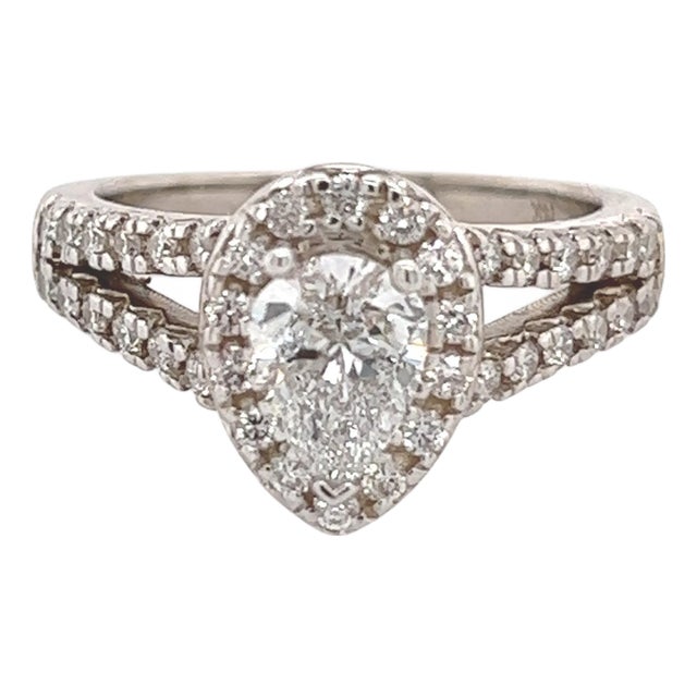 Pear Shape Diamond Engagement Ring 14k Gold 1.38 TCW Certified For Sale
