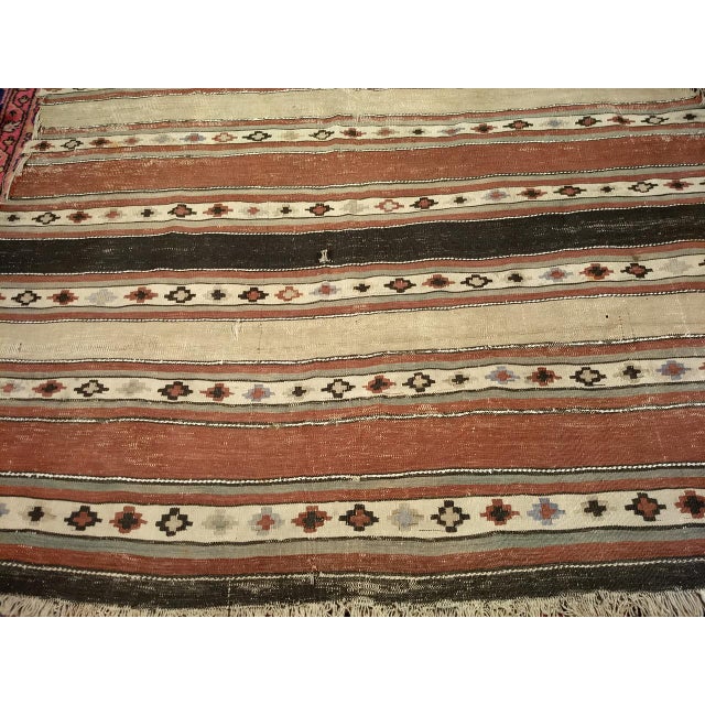 Antique Shahsavan Tribal Kilim, Handwoven Wool, Southwestern Pattern, Earth Tones, 5x7 For Sale - Image 14 of 17