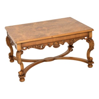 Antique Burr Walnut Coffee Table, 1930s For Sale