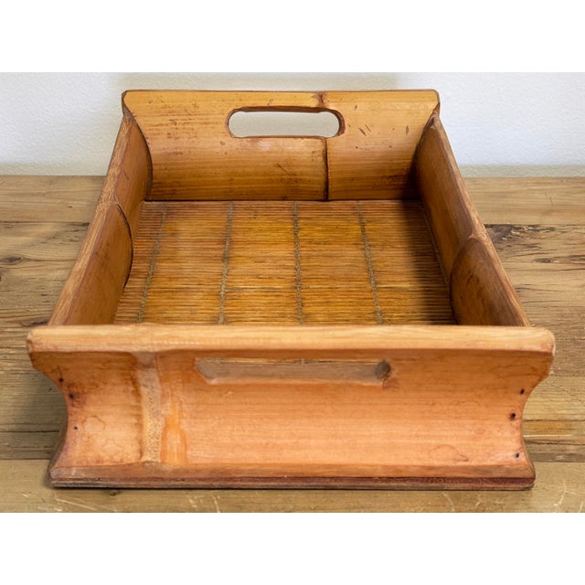 Wood Vintage Chunky Bamboo and Split Reed Tray For Sale - Image 7 of 9