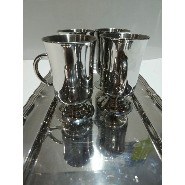 Vintage Chrome Mugs Set With Service Tray- 5 Pieces For Sale - Image 10 of 11