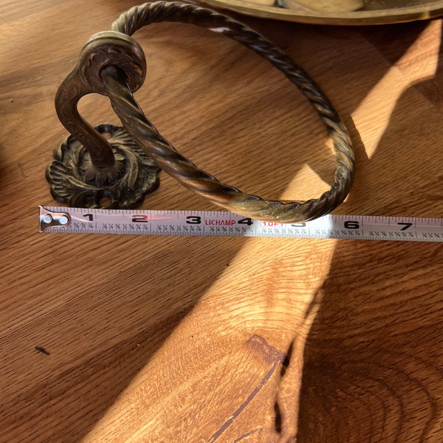 1970s Pair of Brass Wall Towel Rings For Sale - Image 4 of 5