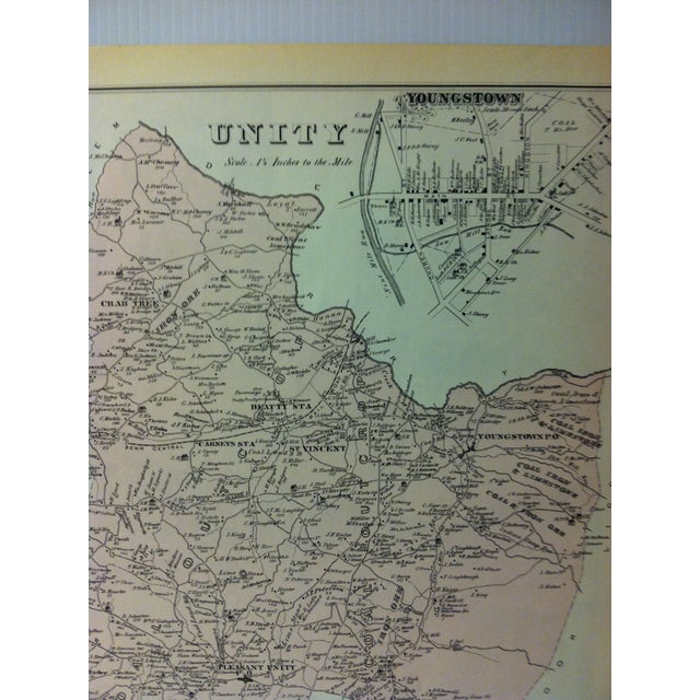 1971 Illustrated Atlas of 1876 Westmoreland County Pa Map "Unity