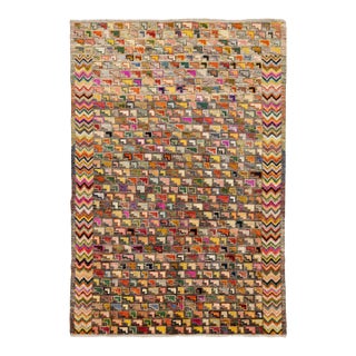 Contemporary Hand-Knotted Baluch Style Rug Vibrant L-Shaped Motif Geometric Wool For Sale