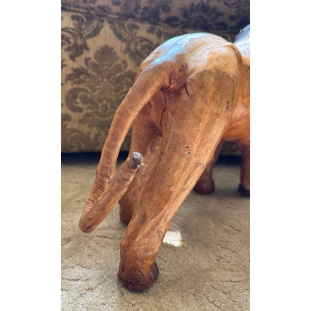 Chestnut Vintage Large Handcrafted Leather Lion Sculpture, 23” For Sale - Image 8 of 9