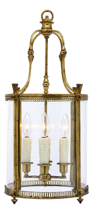 French Antique, Louis XVI Style Lantern, Brass and Glass