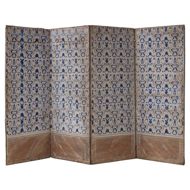 Italian Painted 4-Panel Paravent Screen, 19th Century For Sale - Image 14 of 14