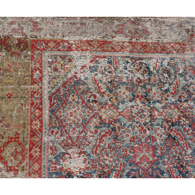 Large Distressed Gallery Persian Malayer Runner in Herati Design 5'8 X 14'8 For Sale - Image 12 of 14