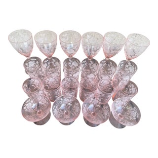 Vintage Cambridge Glass Company’s Dresden Rose Pink Pattern Glassware - Setting for 6 For Sale