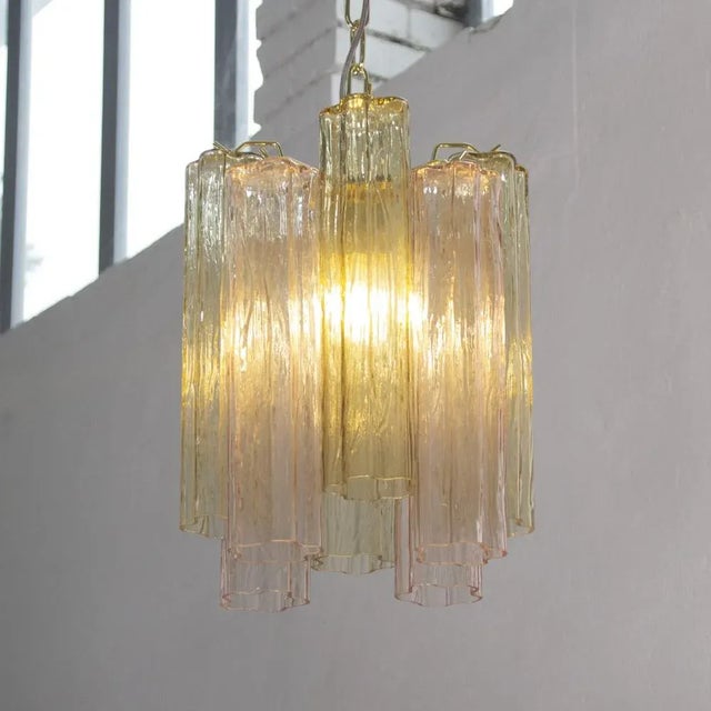 Gold Tronchi Ceiling Lamp in Smoked and Pink Murano Glass, 1990s For Sale - Image 8 of 12