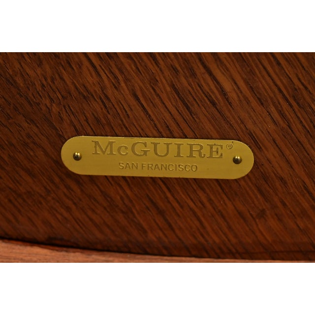 McGuire Hollywood Regency Organic Modern Oak and Bamboo Rattan Dining or Game Table For Sale - Image 11 of 12