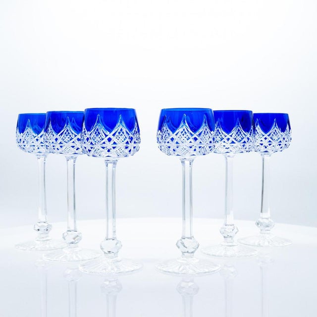 Blue Baccarat Crystal Glasses, France, 1960s, Set of 10 For Sale - Image 9 of 12