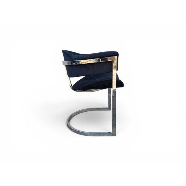 Dining Chairs in Steel and Black Velvet, 1970s, Set of 6 For Sale - Image 13 of 18