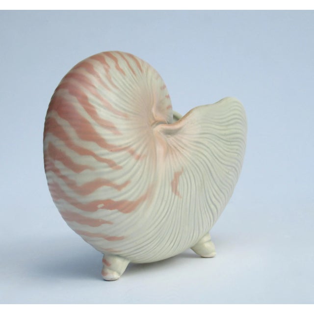Fitz and Floyd Vintage C1970's Fitz & Floyd Footed Porcelain Ceramic Nautlius Decorative Planter, Accent Piece For Sale - Image 4 of 13