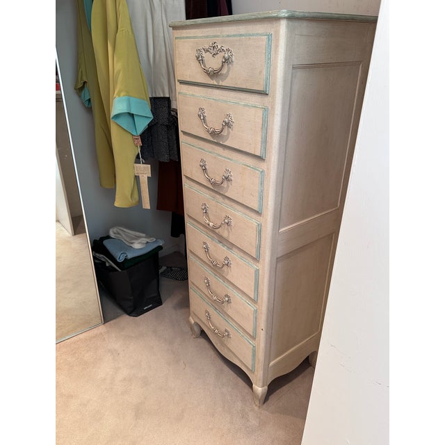 White Mid 20th Century Baker Furniture Semainier --Painted Swedish Style For Sale - Image 8 of 10