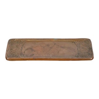Tiffany Studios Bronze Zodiac Pen and Pencil Desk Tray, Signed and Numbered For Sale