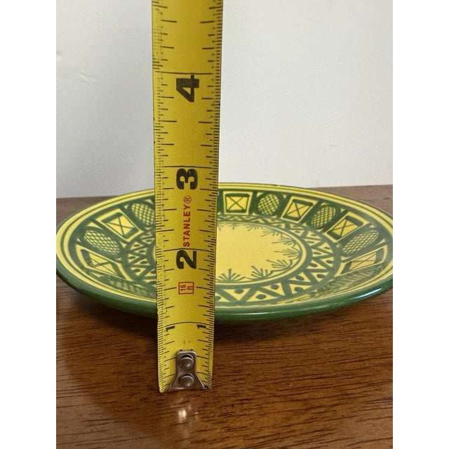 Vintage Mexican Pottery Chip & Dip Serving Set Hand Painted Yellow Green 2Pc For Sale - Image 14 of 14