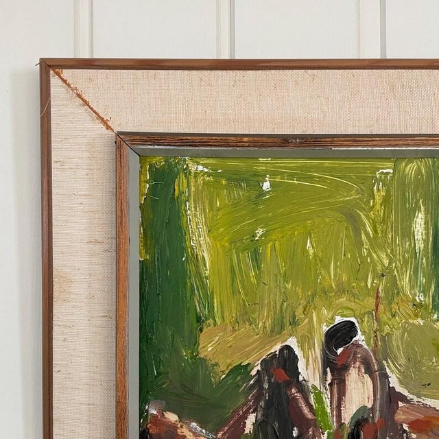 Green Hannes Wagnstedt Mid Century Swedish Expressionist Oil on Canvas For Sale - Image 8 of 12