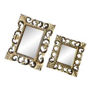 Pair of Vintage Italian Gold Rococo Wall Mirrors – Ornate Molded Frames- Made in Italy