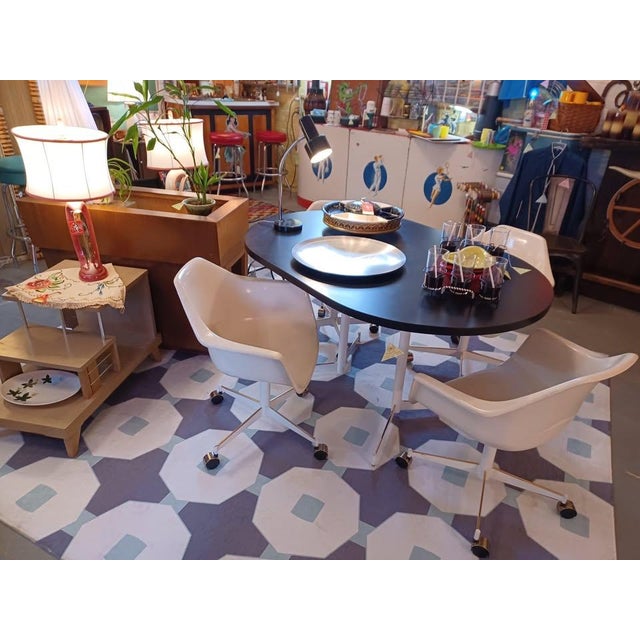 Mid-Century Modern Table & Chairs. Black and White. Vintage McM. For Sale - Image 4 of 5