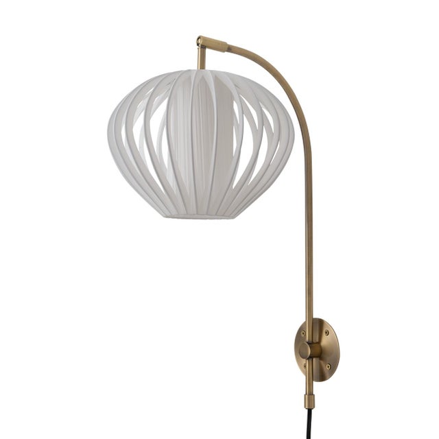1990s Bloom Wall Lamp Sconce - Weathered Brass, 10" Dia, Shade, Plug-In For Sale - Image 5 of 8